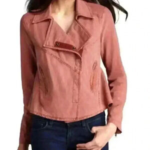 Free People Rosewood Linen Blend Moto Jacket